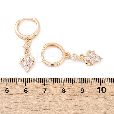 Brass Micro Pave Clear Cubic Zirconia Leverback Earrings EJEW-K300-14G-1