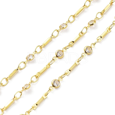 Real 18K Gold Plated Brass Flat Round & Bar Link Chains CHC-C001-08G-1