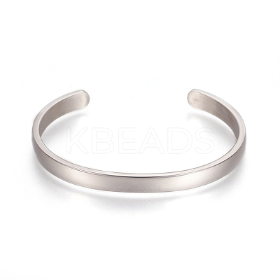 304 Stainless Steel Cuff Bangles STAS-I110-10-4mm-1