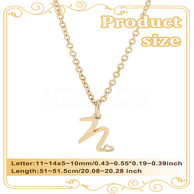 1pc 304 Stainless Steel Letter Pendant Necklaces NJEW-LP0001-39N-G-1