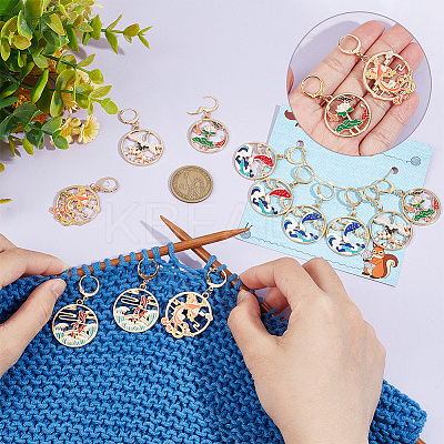 Alloy Enamel Pendant Locking Stitch Markers HJEW-AB00168-1