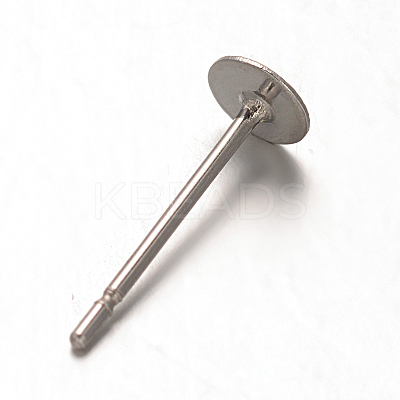 Tarnish Resistant 304 Stainless Steel Flat Round Blank Peg Stud Earrings Findings STAS-F075-39C-1