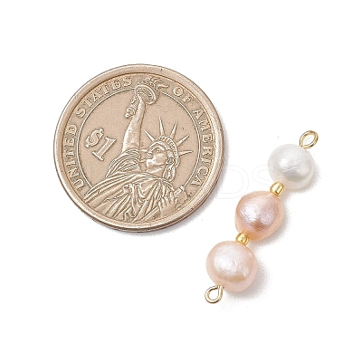 Three-Color Natural Pearl Potato Beaded Connector Charms PALLOY-JF04901-1