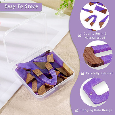 20Pcs 10 Styles Resin & Wood Pendants WOOD-TA0002-67A-1