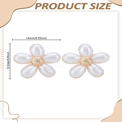 1Pair Flower Alloy Plastic Imitation Pearl Stud Earrings EJEW-LP0008-021-1