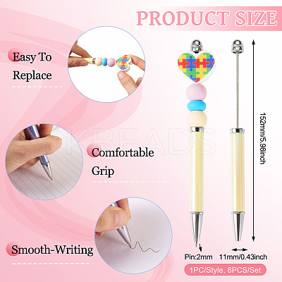8Pcs 8 Colors UV Plated Plastic Ball-Point Pen AJEW-TA0001-84-1
