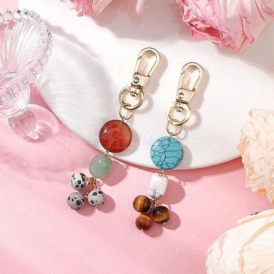 2Pcs Natural & Synthetic Gemstone Pendant Decorations HJEW-JM02407-1