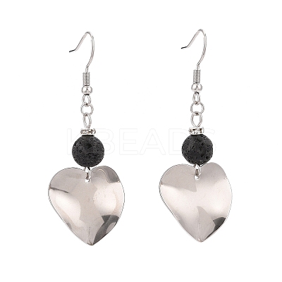 Natural Lava Rock Dangle Earrings for Women EJEW-JE05146-1