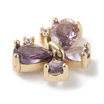 Brass Micro Pave Cubic Zirconia Charms KK-G491-28G-02-1