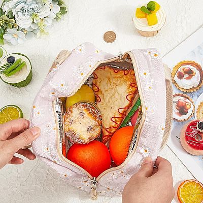 Flower Printed Cotton Foil Lunch Bags AJEW-WH20001-92-1