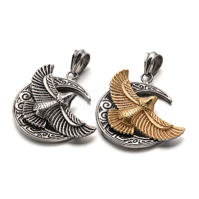 Eagle/Hawk Charm & Moon 304 Stainless Steel Big Pendants STAS-F068-03-1