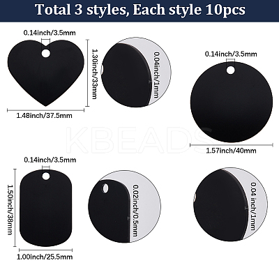 30Pcs 3 Styles Aluminum Pendants ALUM-SC0001-10-1