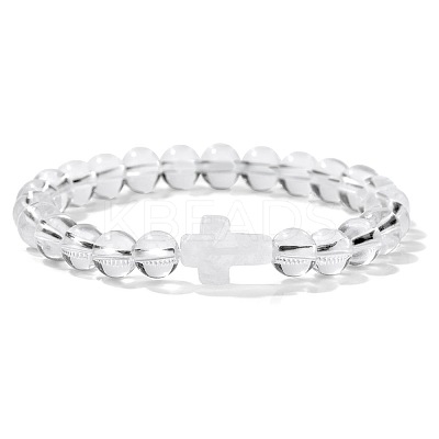 Natural Quartz Crystal Round Beads Stretch Bracelets YG0612-1-1
