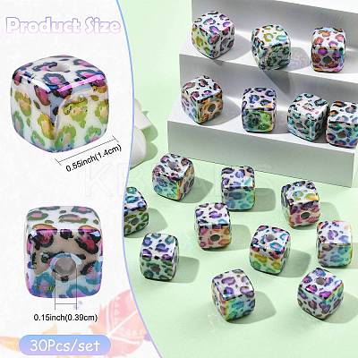 30Pcs UV Plating Opaque Acrylic Beads OACR-FS0002-56-1
