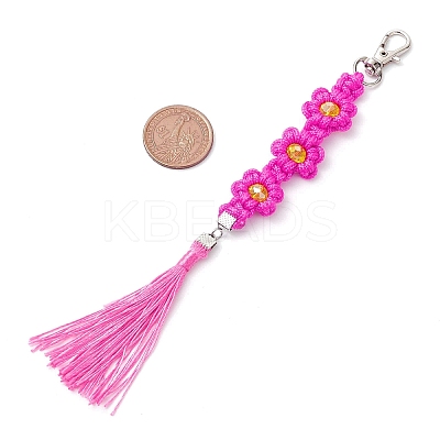 Polyester and Spandex Cord Woven Flower Keychains KEYC-JKC00919-1