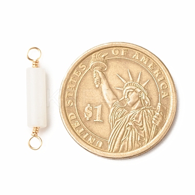 Natural White Jade Connector Charms PALLOY-JF01454-07-1