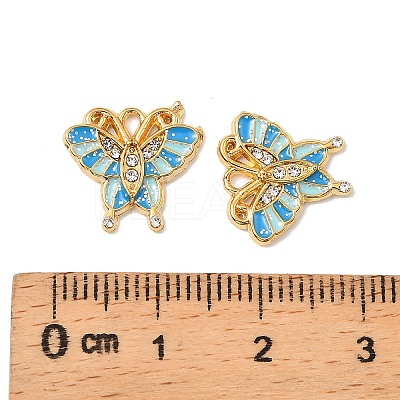 304 Stainless Steel with Crystal Rhinestone Enamel Charms STAS-G358-06G-01-1