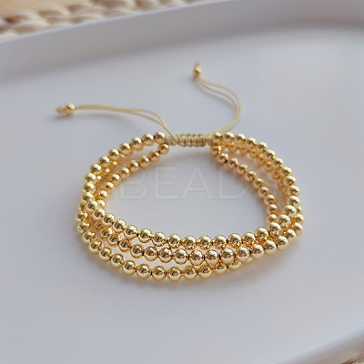 Brass Round Beaded Braided Beaed Bracelets WT6020-1-1