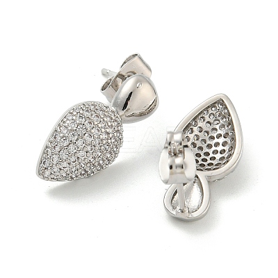 Teardrop Brass Pave Cubic Zirconia Dangle Stud Earrings for Women EJEW-N054-43P-1