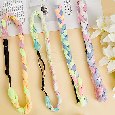 4Pcs 4 Colors Polyester with Spandex Cloth Headbands AJEW-SP0003-14-1