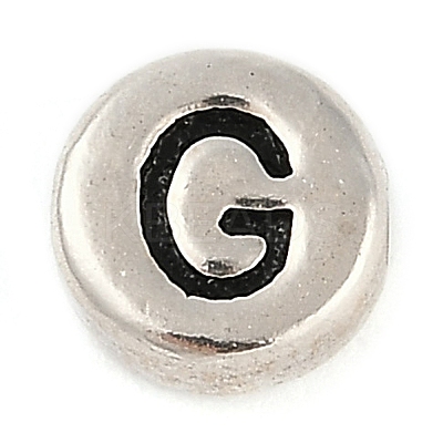 925 Sterling Silver Flat Round with Letter Beads STER-G044-01AS-G-1