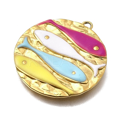 304 Stainless Steel Enamel Pendants X-STAS-Z163-21G-07-1
