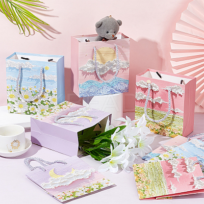 24Pcs 4 Styles Paper Gift Bags with Polyester Handles CARB-NB0001-13-1