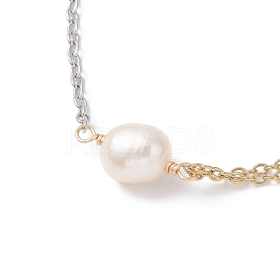 Natural Cultured Freshwater Pearl Beads Link Bracelets BJEW-JB12866-1