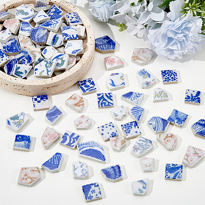 500G 4 Styles Handmade Porcelain Cabochons PORC-SP0001-22-1