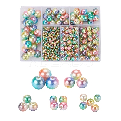 497Pcs 5 Style Rainbow ABS Plastic Imitation Pearl Beads OACR-YW0001-07B-1