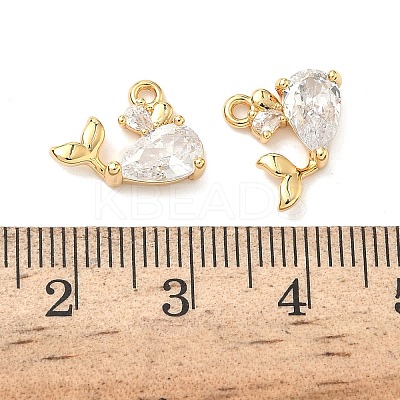 Brass Micro Pave Cubic Zirconia Whale Shape Charms KK-A281-08G-1