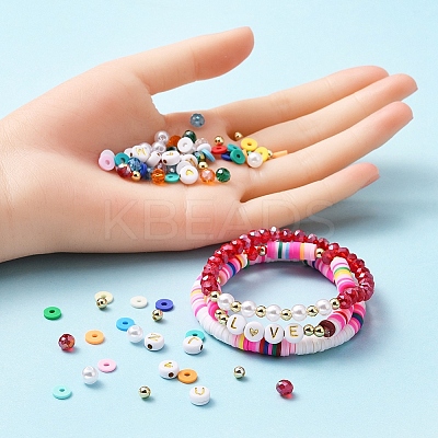 DIY Faceted & Letter & Heishi Beads Bracelets Making Kit DIY-YW0005-22-1