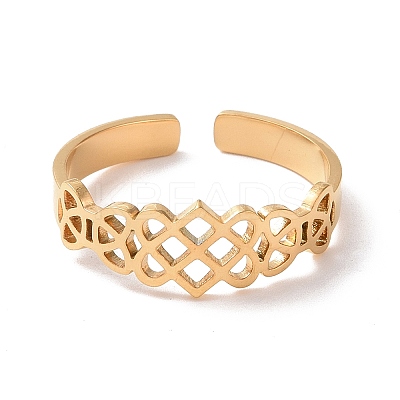 304 Stainless Steel Sailor's Knot Open Cuff Ring RJEW-P037-04G-1