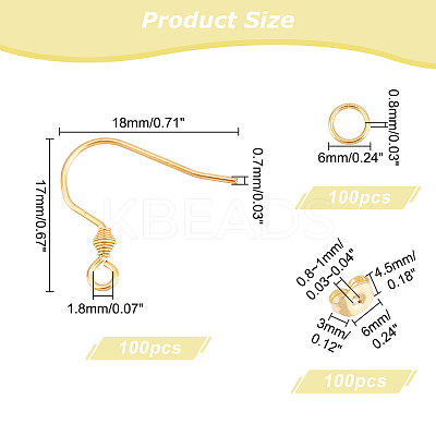 100Pcs 304 Stainless Steel Earring Hooks STAS-DC0006-93-1