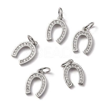 CZ Brass Micro Pave Cubic Zirconia Horse Shoe Charms ZIRC-L018-13P-1