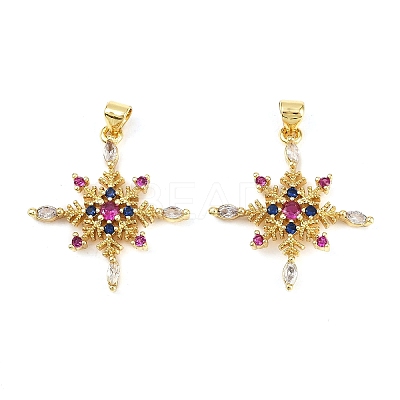Brass Micro Pave Cubic Zirconia Pendants X-KK-S526-45G-1