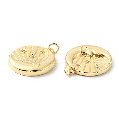 Rack Plating Brass Micro Pave Cubic Zirconia Pendants KK-F852-04G-1
