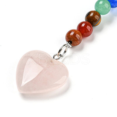 Natural Rose Quartz Heart Pendant Keychain G-Z033-05P-02-1