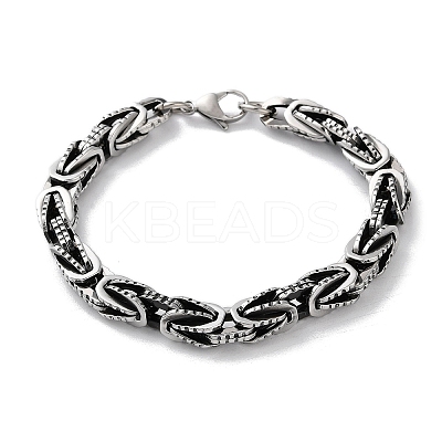 304 Stainless Steel Byzantine Chain Chunky Bracelets for Men BJEW-C072-01AS-1