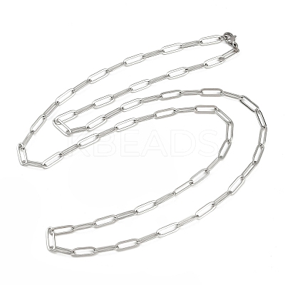 304 Stainless Steel Paperclip Chain Necklaces NJEW-H072-01P-1