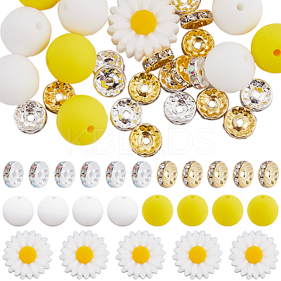 DIY Daisy Flower Silicone & Brass Beads Jewelry Making Findings Kit DIY-SC0025-42-1