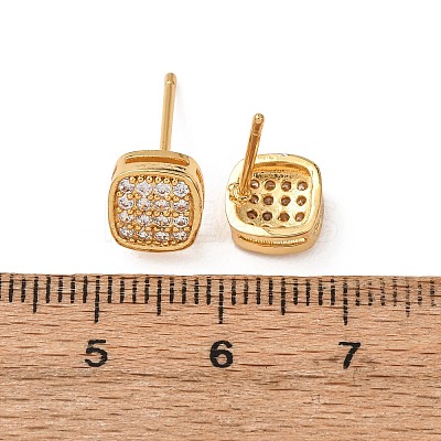 Brass Micro Pave Cubic Zirconia Stud Earrings EJEW-F418-01G-01-1