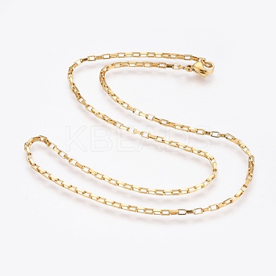304 Stainless Steel Box Chain Necklaces NJEW-F248-22B-G-1