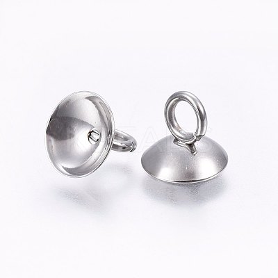 201 Stainless Steel Bead Cap Pendant Bails STAS-I095-32P-C-1