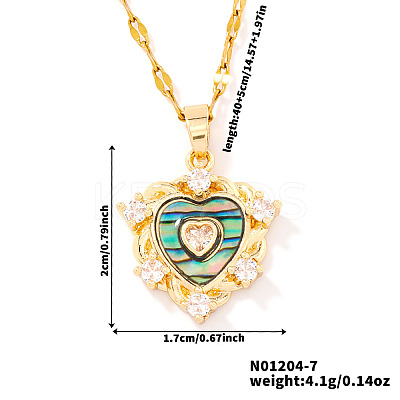Brass Clear Cubic Zirconia Heart-shaped Pendant Necklaces PR0180-4-1