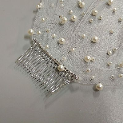 Polyester Bridal Mesh Veil AJEW-WH20073-032A-1