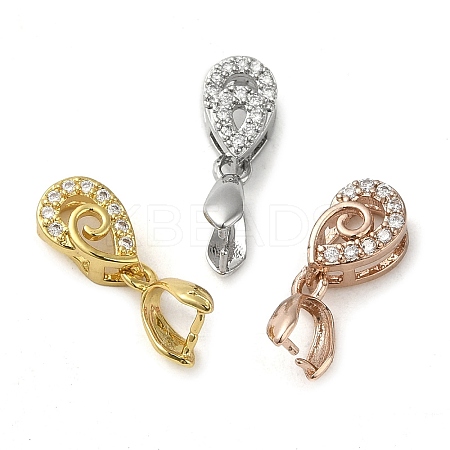 Rack Plating Brass Micro Pave Clear Cubic Zirconia Ice Pick Pinch Bails KK-K340-12-1