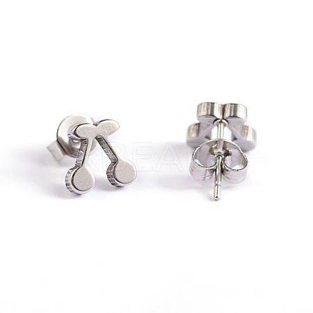 Cherry 304 Stainless Steel Ear Studs EJEW-F0075-106P-1