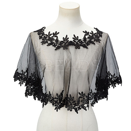 Detachable Polyester Bridal Lace Shawls AJEW-WH0696-058A-1