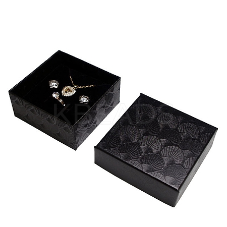 Shell Pattern Cardboard Jewelry Set Boxes LS-PW-WG4A34F-06-1